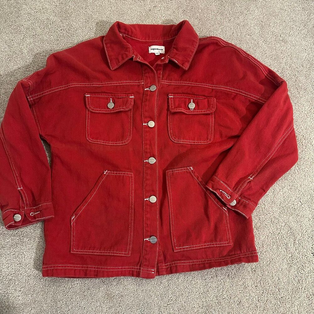 Superdown Davey denim red jean jacket women XXS